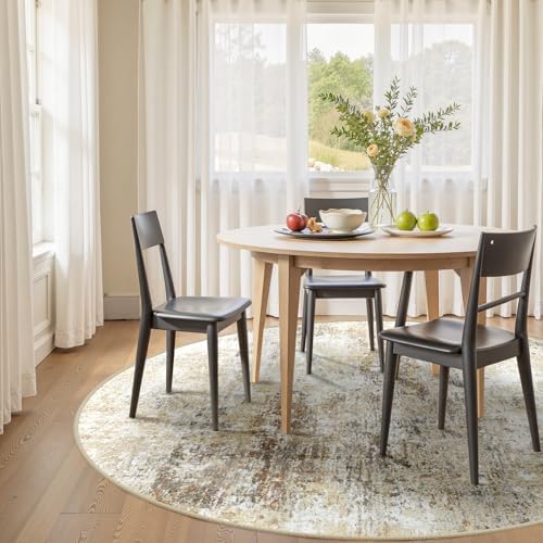 RELEANY Washable Round 8ft Area Rug for Living Room Neutral Brown - Image 2