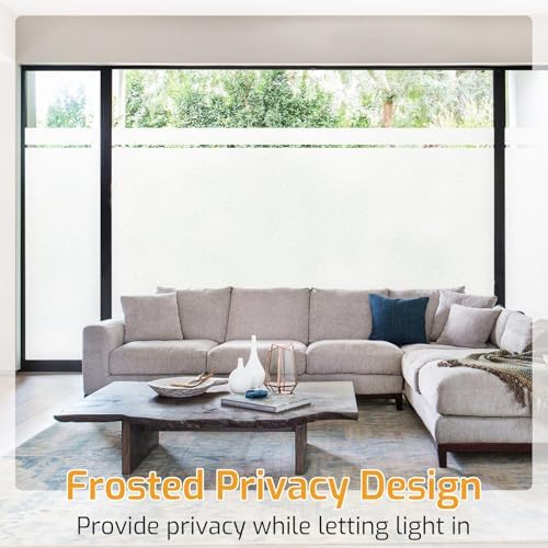LUTE Frosted Glass Window Privacy Film, Static Cling, White, 35.4" x 78.7" - Image 2