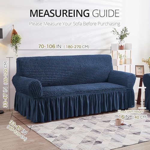 NICEEC Sofa Cover Navy Blue Couch Cover Stretch Sofa Slipcovers with Skirt - Image 6