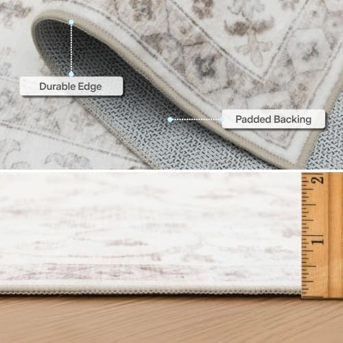 ReaLife Rugs Machine Washable Area Rug - Living Room Bedroom Bathroom Kitchen Entryway Office - Padded Low Pile Stain Resistant Premium - Boho Farmhouse Vintage - BEV - Beige 4' x 6' - Image 5