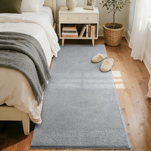 2x6 Pure Light Grey Runner Rug Non-Slip Washable for Hallway Kitchen - Image 2