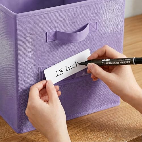 Storage Bins,13 Inch Cube Storage Bin with Labels,6pcs,Purple - Image 4