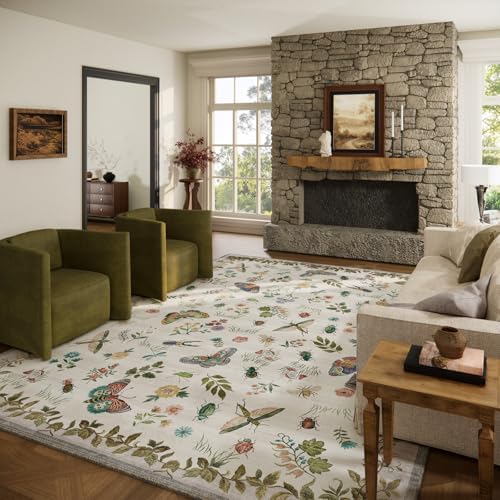 10x12 Area Rugs for Living Room: Washable Rug Non Slip Stain Resistant Low Pile Ultra Soft Faux Wool Lightweight Large Rugs for Bedroom Dining Room Under Table Rug Indoor Home Office Nursery Farmhouse by palohom