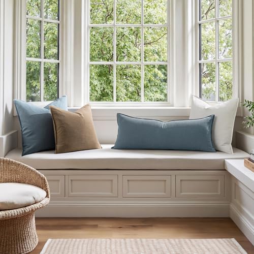 MIULEE Decorative Linen Lumbar Pillow Cover 14x36 Inch Blue Grey - Image 5