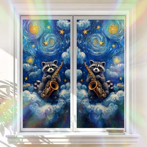 Cmialusie Jazz Raccoon Window Film 39.3 x 17.3 Inch Cling by NeedaOne
