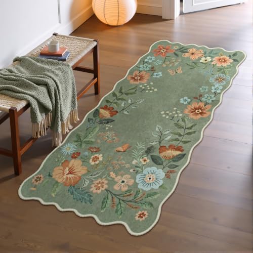 Lahome Floral Washable Kitchen Rug Non Slip, 2x4 Rugs for Entryway Bathroom by Lahome