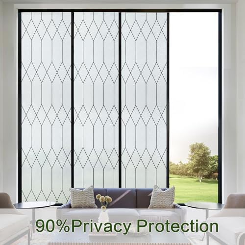 Windimiley Window Privacy Film, Moroccan Pattern Static Cling, 35.4"x78.7" - Image 2