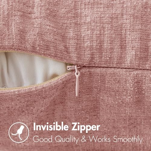 MIULEE Soft Chenille Lumbar Throw Pillow Covers Blush Pink 12x20 Pack of 2 - Image 3