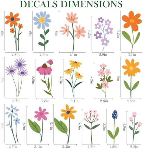 AOWDIAO Floral Wall Decals - 102 Pcs Peel and Stick Vinyl Flower Stickers - Assorted Varieties & Colors for Bedroom, Kids’ Rooms, Nursery, or Living Room Decor - Image 5