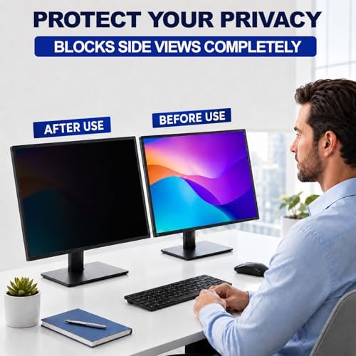 GMOC [2-Pack] 27 Inch Privacy Screen for Computer Monitor, 16:9 Aspect Ratio Anti Blue Light Glare Shield, Removable Blackout Filter for Desktop Security, Anti-Spy Private Protector for 27" Monitor - Image 4