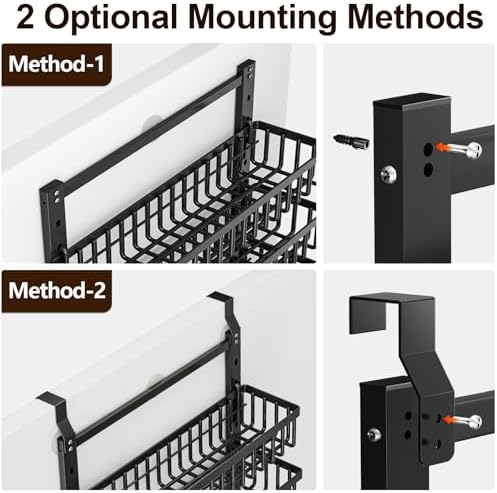 POKIPO 9 Tier Over The Door Pantry Organizer, 2 in 1 Wall Mount or Hanging Spice Rack with Adjustable Deep Basket, Heavy-Duty Seasoning Organizer and Storage for Kitchen Cabinet Closet Bathroom - Image 5