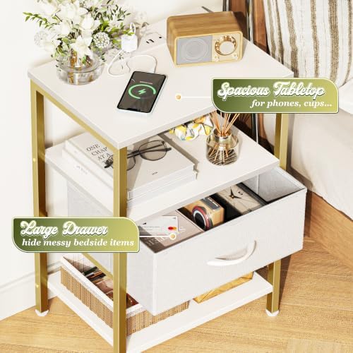 SUPERJARE Nightstand with Charging Station, USB-C Port, Bedside Table - Image 5