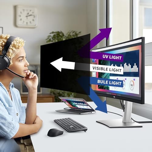 34 Inches Privacy Screen Filter for 21:9 Curved Ultrawide Monitor | Removable | Privacy Shield | Anti Glare | Anti-Blue Light | Eye Protection | Anti Spy | Computer Security Private Protector - Image 4