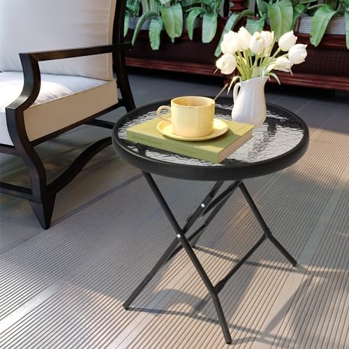Outdoor Side Table, Small Patio End Table Set of 2, Black - Image 6