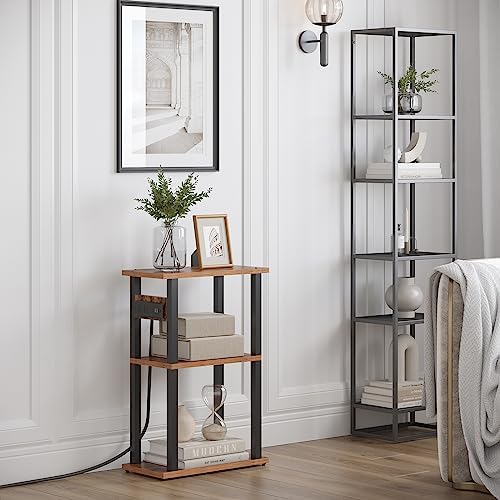 TUTOTAK Small Narrow Side Table with Charging Station, Skinny End Table - Image 7