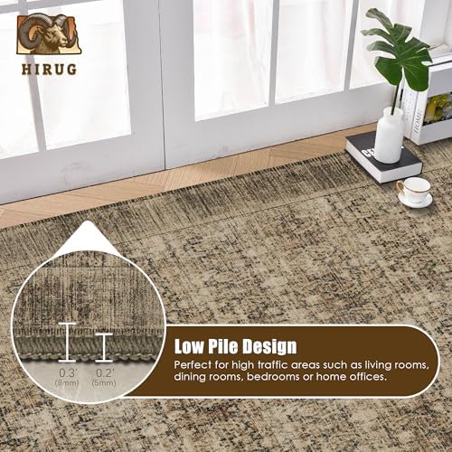 Washable Area Rug 9' x 12' Vintage Traditional Persian Mat - Foldable Distressed Non-Slip Machine Washable Carpet for Living Room Bedroom Kitchen Home Decor - Mocha and Taupe - Image 5