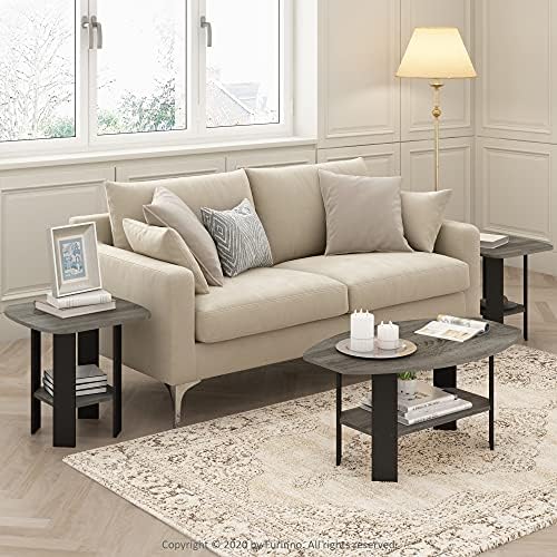 Furinno SIMPLE DESIGN Side Table, 2-Tier Modern End Table with Soft Edges, Open Shelves Night Stand, Bedside Table, for Living Room, Bedroom, French Oak - Image 4