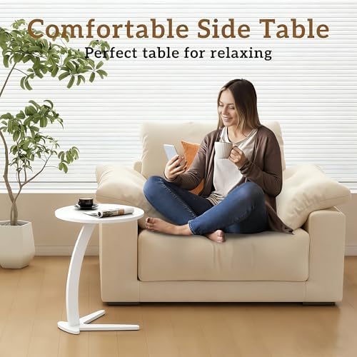 15 '' Couch Tables That Slide Under, C Shaped End Table, White (Medium) - Image 5