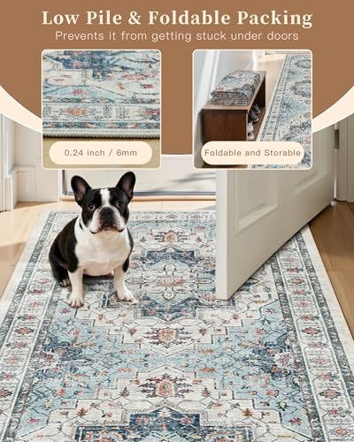 Madane Washable Entry Rug 3x4 Area Rugs for Entryway Kitchen, Blue - Image 6