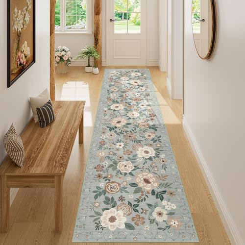 DUKINO 2x8 Runner Rug, Washable Runner Rug for Kitchen Non Slip, Sage Green - Image 3