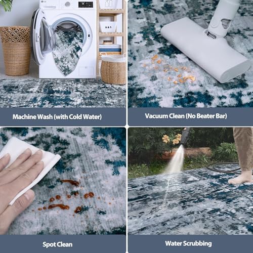 6x9 Area Rugs for Living Room Washable Bedroom Dining Room Navy Grey - Image 5