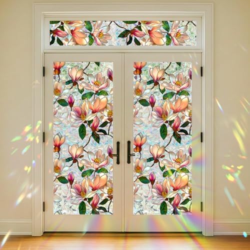 Magnolia Stained Glass Window Film Decorative, 35.4" x 118.1" - Image 6