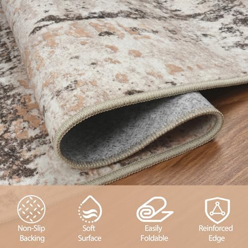 Runner Rugs for Hallways Kitchen 2.6x8 Non Slip Washable Brown Beige - Image 4