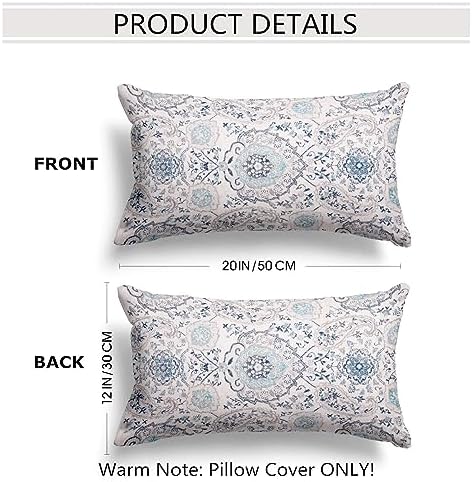 Snycler Boho Throw Pillow Covers 12x20 inch Set of 2 Terracotta Rust Blue Colored Throw Pillows Double Sided Boho Home Soft Decor for Bedroom Living Room Couch & Sofa (No Inserts) - Image 2