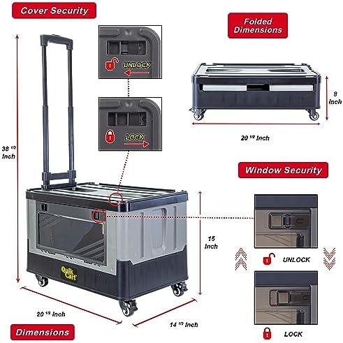 dbest Products Quik Cart Extended Collapsible Rolling Crate - Gray & Black - Image 4
