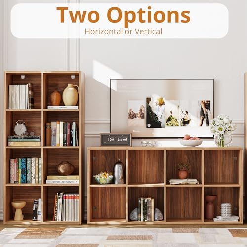 IRONCK 8-Cube Storage Organizer, Reversible Cube Bookshelf, Oak Brown - Image 5