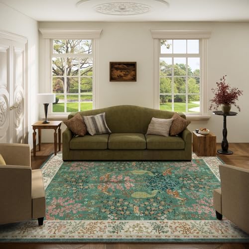 Machine Washable Rugs for Living Room: 5x7 Bedroom Rug Vintage Rug Stain Resistant Non Slip Low Pile Lightweight Soft Indoor Carpets for Living Room Dining Room Kitchen Nursery Kids Room Farmhouse by palohom