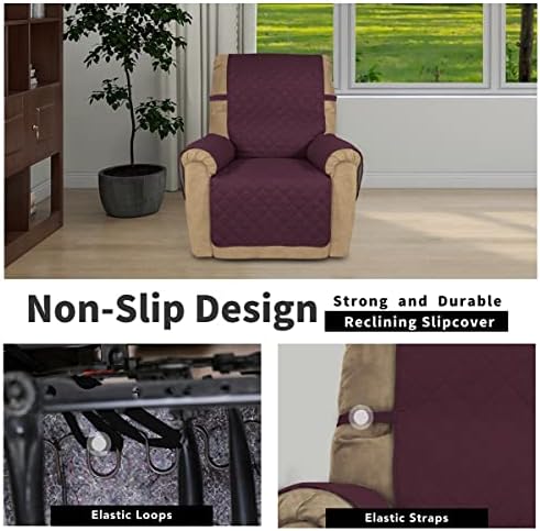 Easy-Going Reversible Couch Cover, Recliner 22 in, Wine/Beige - Image 3