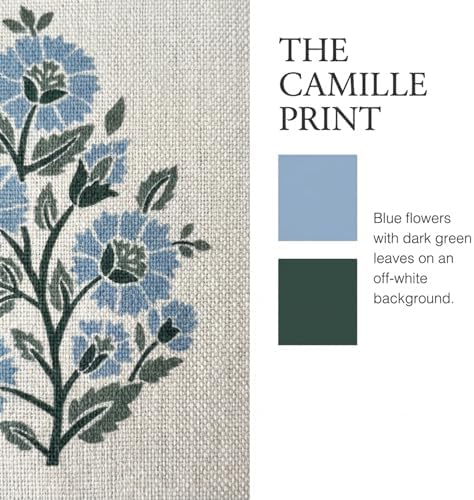 Jillien Harbor “The Camille” Decorative Pillow Cover – Blue & Whitel Floral Block Print Pillow Cover – Grandmillennial Home Decor, 24" x 24" - Image 5
