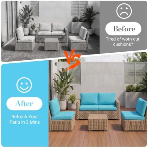 8Pcs Patio Cushion Covers Stretch Outdoor Furniture Protector Slipcovers - Image 4