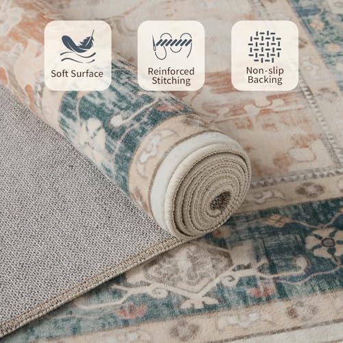 Orange Round Rug for Bedroom, Vintage Circle Rug(4ft) - Image 4