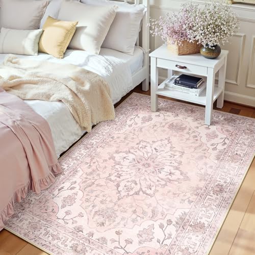 RELEANY Washable Area Rug, 3'x4', Pink by RELEANY