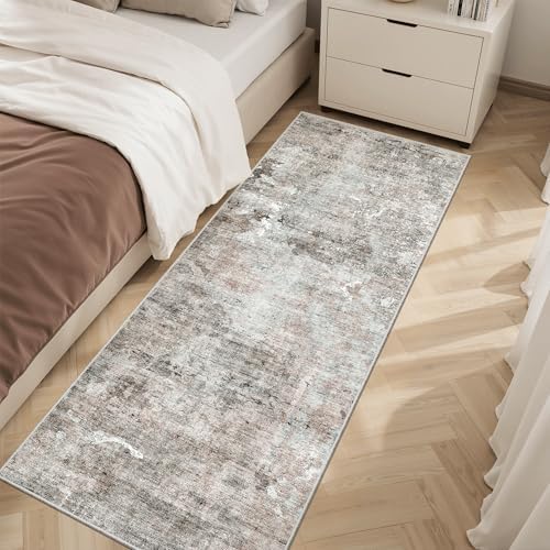 Soalmost Abstratc Runner Rug 2x6 Kitchen Hallway Runners Pink/Grey - Image 3
