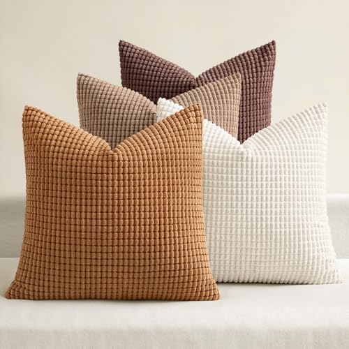 MIULEE Fall Decorative Throw Pillow Covers 18x18 Inch Set of 4 Brown by MIULEE