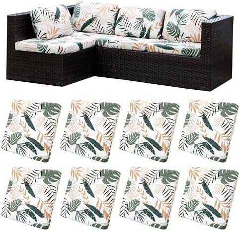 8 Pcs Outdoor Cushion Covers, Patio Sofa Cushion Covers Replacement by BIETYONE