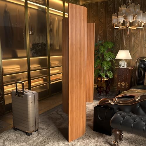 Red Lantern 6 ft. Tall Bamboo Wave Screen - Natural - Image 3