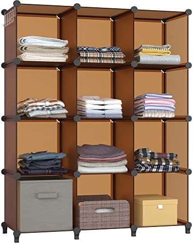 HOMIDEC Closet Organizers and Storage, 12 Cube Storage Organizer, Brown by DecorateYourHome