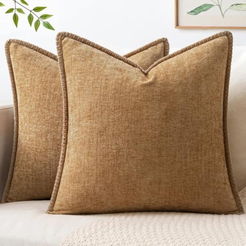 MIULEE Decorative Couch Throw Pillow Covers 20x20 Inch Apricot Brown 2 Pack by MIULEE