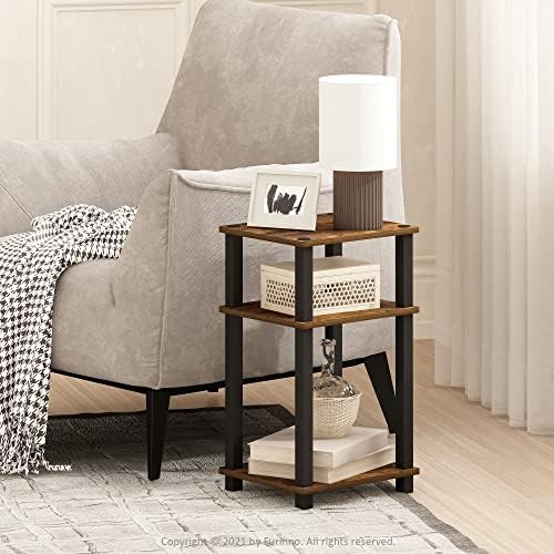 Furinno JUST Toolless 3-Tier Side Table, Open Shelf End Table, Amber Pine - Image 2