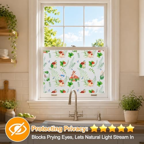 Countewol Privacy Window Films Stain Glass Cling No Glue Anti-UV Window Sticker for Bathroom Bedroom Living Room(Forest Textured 70.86" L*24.4" W) - Image 6