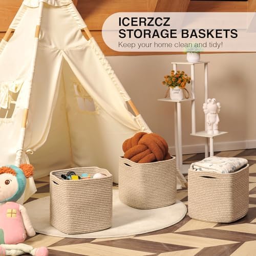 ICERZCZ 13 Inch Cube Closet Storage Bins 13x13x13 in, Mixed Brown Pack of 3 - Image 6