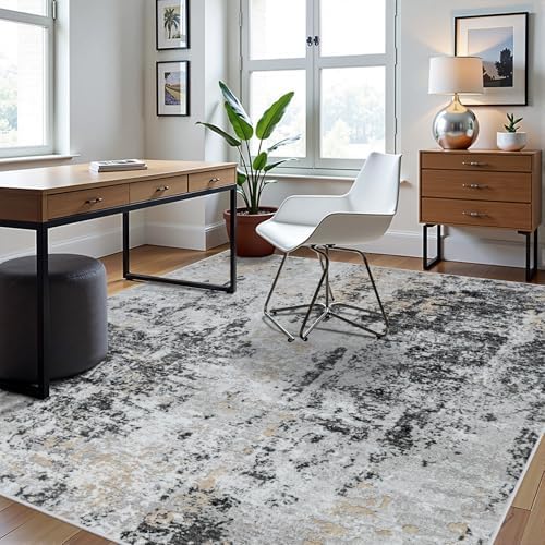 6x9 Area Rugs for Living Room Washable Bedroom Dining Room Black Grey Gold - Image 3