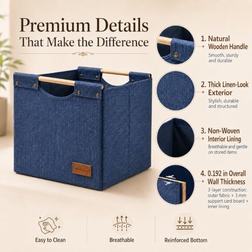 KAKAMAY Fabric Cube Storage Bin, Fits Kallax Shelf 13x15x13 2PK Dark Blue - Image 4