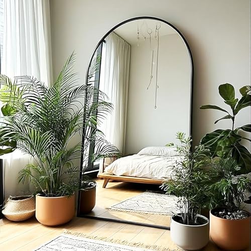 KOMCOTE Arch Mirror Full Length,Floor Length Mirror,Arched Floor Mirror,76''x34'' Wall Mirror Full Length,Oversized Floor Mirror,Bedroom Mirror Full Length,Black Floor Mirror Living Room Cloakroom by KOMCOTE