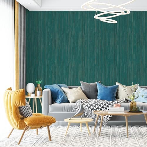 Teal Grasscloth Peel and Stick Wallpaper A Set of 23.6" X 480" Self-Adhesive Texture Contact Paper Faux Grasscloth Removable Wallpaper for Cabinets Counter Top Shelf Liners - Image 6
