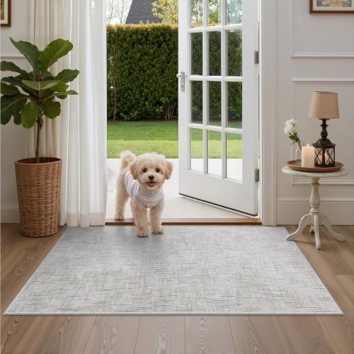 Valenrug 3x5 Rug, High-Low Pile Washable Entryway Rug for Bedroom Grey by Valenrug